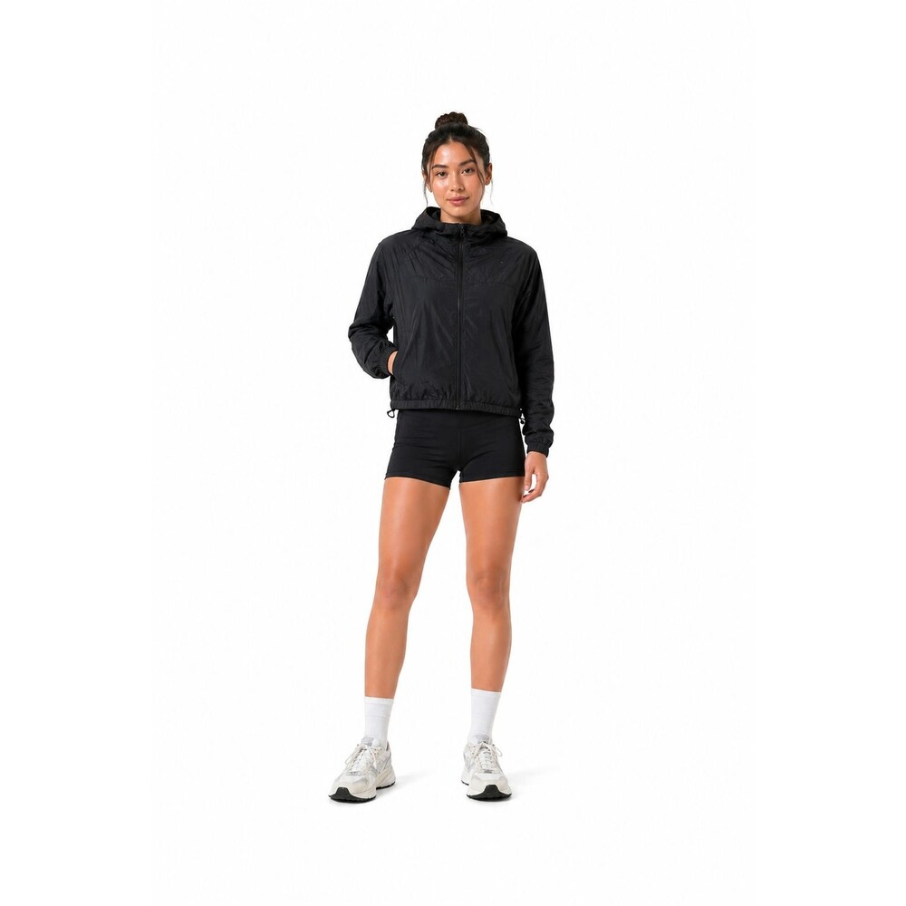 Lululemon Black Hooded Windbreaker Jacket Cinch Waist Lightweight Womens 8